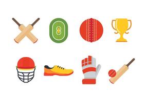 Conjunto grátis de ícones de cricket vetor