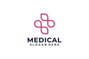 vetor de logotipo de arte de linha de farmácia médica