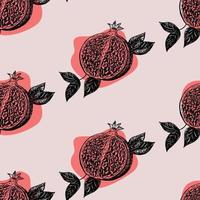 padrão sem emenda com frutas de romã. ilustração stock sobre um tema de horticultura. é usado para muitos fins, publicidade e capas, web design, papel de embalagem, ilustrações de alimentos. vetor