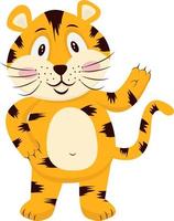 tigre engraçado é o símbolo de 2022. ilustração vetorial plana em um fundo isolado. ilustração em vetor de um tigre de desenho animado. ano novo, natal, feriados, herói publicitário.