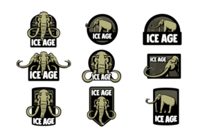 Mammoths em etiquetas do vetor Ice Age