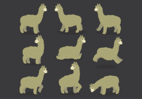 Vetores de desenhos animados de alpaca