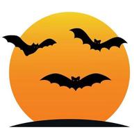 ilustração do grupo de morcegos pretos no fundo da lua na noite de halloween. vetor