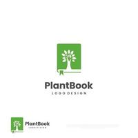 design de logotipo de livro de planta, livro combina com logotipo de árvore. conceito de logotipo de aprendizagem de plantas vetor