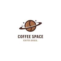 design de logotipo de espaço de café, grão de café e conceito de logotipo de saturno vetor