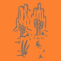 ilustração isolada de vetor de planta de cacto dos desenhos animados, arte vetorial de tema do deserto para estampas de camisetas, pôsteres e outros usos