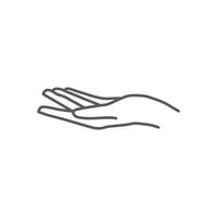 gesto de desenho de mão dando design linear. vetor de ícone de mão. símbolo de mão de dar ícone. design de logotipo de cuidados com as mãos. ilustração vetorial