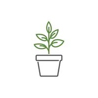 ícone de folha e pote. design moderno de ícone de planta em vaso. folha no vetor de ícone de pote. logotipo do jardim. ilustração vetorial