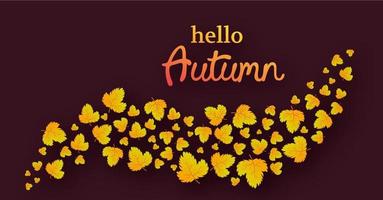 fundo de outono com folhas amarelas maple e lugar para texto. design de banner para banner ou pôster da temporada de outono. ilustração vetorial vetor