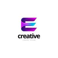 logotipo criativo colorido na moda vibrante e letra e vetor