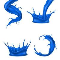 tinta azul colorida espirra ilustração vetorial realista líquida vetor