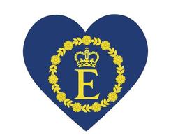 bandeira pessoal coração da rainha elizabeth britânico reino unido emblema europa nacional ícone ilustração vetorial elemento de design abstrato vetor