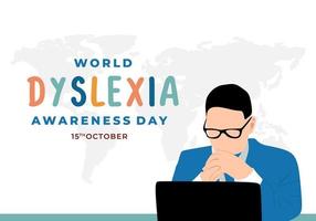 fundo do dia mundial da conscientização da dislexia comemorado em 15 de outubro. vetor