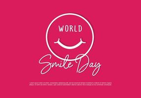 cartaz de fundo do dia mundial do sorriso com símbolo sorridente na cor rosa. vetor