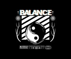 equilíbrio yin yang design gráfico estético para camiseta street wear e estilo urbano vetor