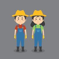 casal vestindo uniforme de fazendeiro vetor