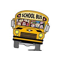ônibus escolar com crianças vetor