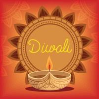 letras de diwali com vela vetor