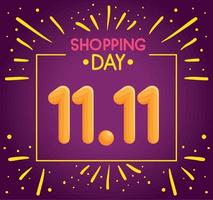 11 11 dia de compras cor roxa vetor