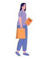 mulher com sacola de compras vetor