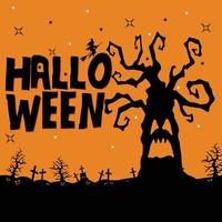 ilustração vetor de cartaz de silhueta de halloween