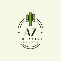 vetor de logotipo de cacto verde az letra inicial