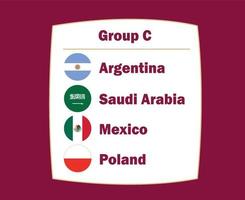 argentina polônia méxico e arábia saudita bandeira emblema países grupo c símbolo design futebol final vetor equipes de futebol ilustração