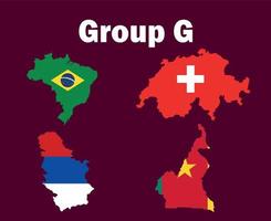 suíça brasil sérvia e camarões mapa bandeira grupo g símbolo design futebol final vetor países ilustração de times de futebol
