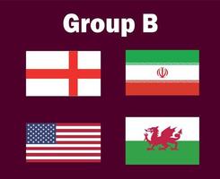 estados unidos inglaterra gales e irã emblema bandeira grupo b símbolo design futebol final vetor países ilustração de equipes de futebol