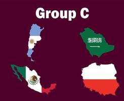 argentina polônia méxico e arábia saudita mapa bandeira grupo c símbolo design futebol vetor final países ilustração de equipes de futebol