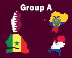 holanda qatar equador e senegal mapa bandeira grupo um símbolo design futebol vetor final países ilustração de equipes de futebol