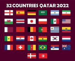 32 países emblema bandeira símbolo design futebol vetor final países ilustração de equipes de futebol