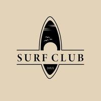 logotipo de arte de linha de surf, ícone e símbolo, design de ilustração vetorial vetor