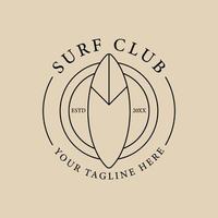logotipo de arte de linha de surf, ícone e símbolo, design de ilustração vetorial vetor