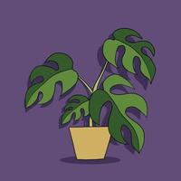 simplicidade monstera planta desenho à mão livre design plano. vetor