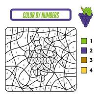 colorir por números. coloração de uvas para crianças vetor