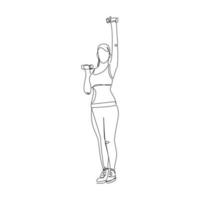ilustração vetorial de uma garota fazendo um exercício com halteres vetor