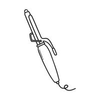 doodle ferro de ondulação desenhado à mão. ferramenta de cabeleireiro no estilo de desenho. ilustração vetorial isolada no fundo branco. vetor