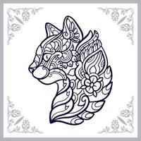 artes de mandala de cabeça de gato isoladas no fundo branco vetor
