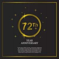 Logotipo do tipo de ícone de celebração do 72º aniversário na cor ouro de luxo vetor