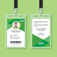 modelo de design de cartão de identificação verde simples e limpo vetor
