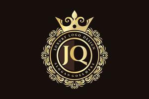 jq letra inicial ouro caligráfico feminino floral mão desenhada monograma heráldico antigo estilo vintage luxo design de logotipo vetor premium