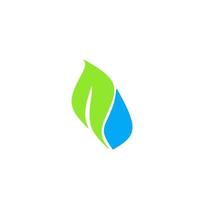 logotipo de design de folha verde com gotas de água vetor