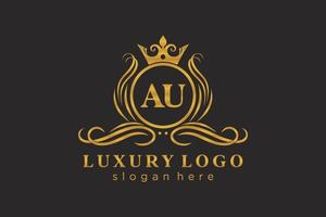 modelo inicial de logotipo de luxo real au letter em arte vetorial para restaurante, realeza, boutique, café, hotel, heráldica, joias, moda e outras ilustrações vetoriais. vetor