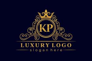 kp letra inicial ouro caligráfico feminino floral mão desenhada monograma heráldico antigo estilo vintage luxo design de logotipo vetor premium