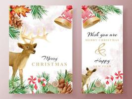 cartão postal com ilustração de elemento animal e natal vetor