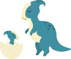 dinossauro com uma ilustração vetorial de criança isolada no fundo branco vetor