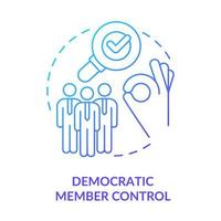ícone de conceito gradiente azul de controle de membro democrático. princípio cooperativo idéia abstrata ilustração de linha fina. direitos iguais de voto. desenho de contorno isolado. vetor