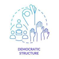 ícone de conceito gradiente azul estrutura democrática. sociedade cooperativa vantagem idéia abstrata ilustração de linha fina. participação igual. desenho de contorno isolado. vetor