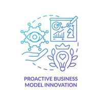 ícone de conceito gradiente azul de inovação de modelo de negócios proativo. conceito de inovação futuro conceito abstrato ilustração de linha fina. orientação de mercado. desenho de contorno isolado. vetor